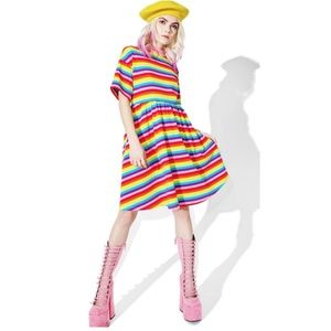 Lazy Oaf Stretch Jersey Rainbow Dress Sz S